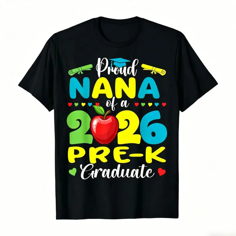 Proud Mommy of 2026 Pre-K Graduate T-Shirt - Casual Round Neck Shirt Suitable for Pre-K Graduation Gift 2026 Themed Apparel Machine Washable for Year-Round Wear for Moms 2026 Summer Short-sleeved Printed T-shirt 180g