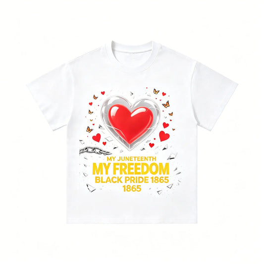 Women's Juneteenth 1865 Black Pride Graphic T-Shirt - Broken Chain, Red Love Heart, Butterfly Glass Crack Design, African American Freedom Day Casual Short Sleeve Women's Top, Good Graphic Tees, Sports & Outdoor Sports Top, Graphic T Shirts