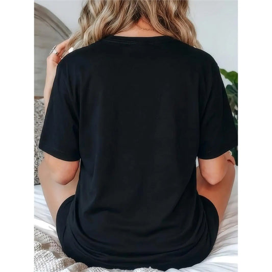 Plus Size, Women's Plus Size Oversized T-Shirt - Cute From My Heart Don't Care Pink & Purple Font Print, Lightweight Breathable Summer & - Top, Relaxed Fit Round Neck Tee, Machine Washable C