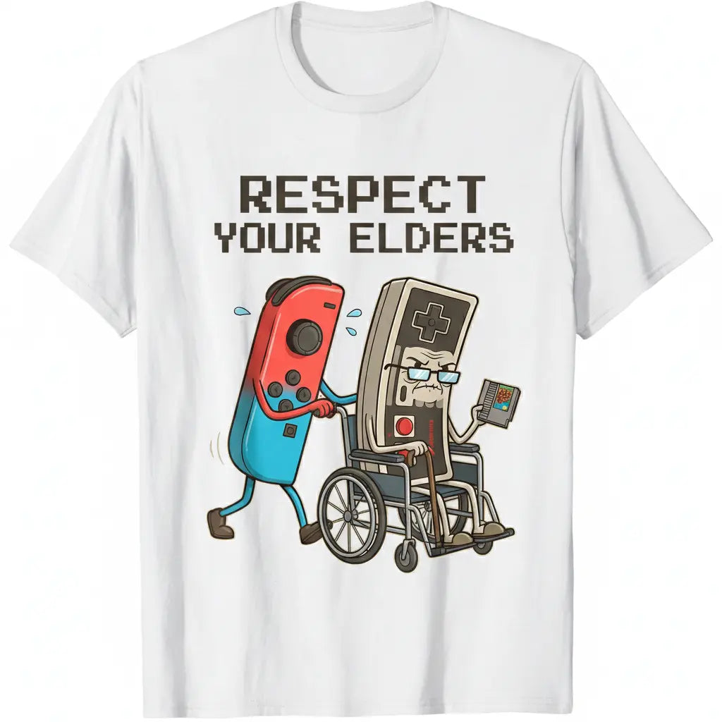 Funny Retro Gamer Graphic T-Shirt Soft Cotton Tee Vintage Console Old School Gaming Lover Gift Unique Humor Design for Men Women - Casual 052
