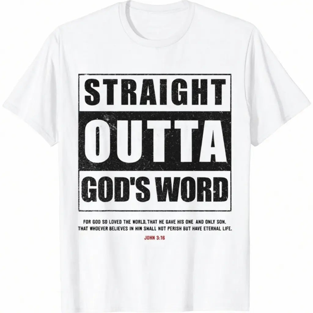 Straight Outta Gods Word John 3 16 Jesus Christian Lord Men's Summer Casual T-Shirt, Comfortable - Breathable, Soft, Slightly Stretching, Street Hip Hop Style T-Shirt 100%25 Cotton All-Season Wear Individuality Unisex Top 220g