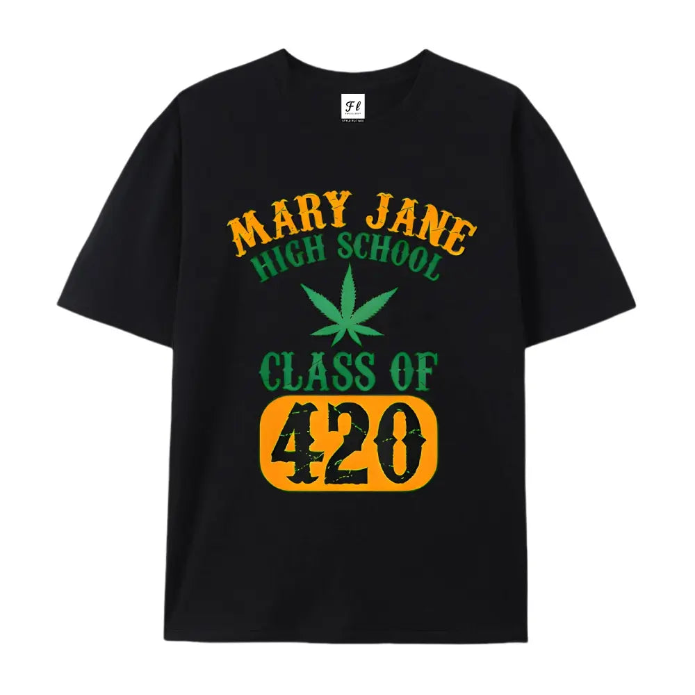 Men's Class of 420 Weed Graphic T-Shirt, Fabric, Crew Neck, Short Sleeve, Regular Fit, Weekend Casual Wear, All-Season Casual Wear