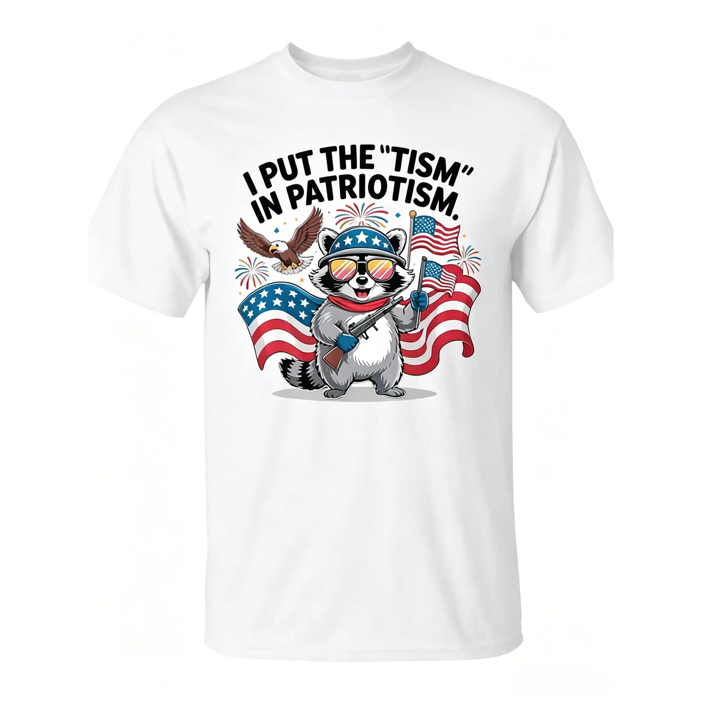 I Put The Tism In Patriotism Athletic Eagle T-ShirtUnisex for Daily Wear Funny Christmas Novelty Men's T-Shirt Summer Trendy Streetwear Fashion Top Quality Comfortable Casual Printed T-shirt