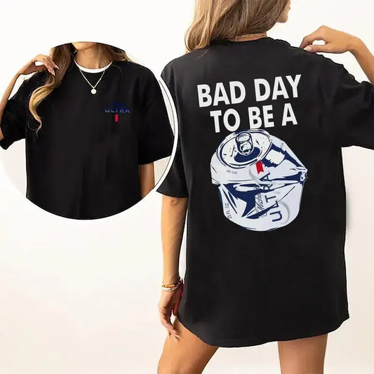 Bad Day To Be A 2-Sided T-Shirt, Beer Drinking Shirt for Men and Women, Cotton Fabric Tshirt, Printed Women's Tops, Casual Golden Retriever Shirt Black Cat Sneaker Match T-Shirt