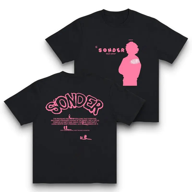 🎤Pink Sonder Rap Shirt Casual Crewneck Streetwear Made In USA For Women For Mencotton, lightweight and breathable, soft and comfortable] graphic tee