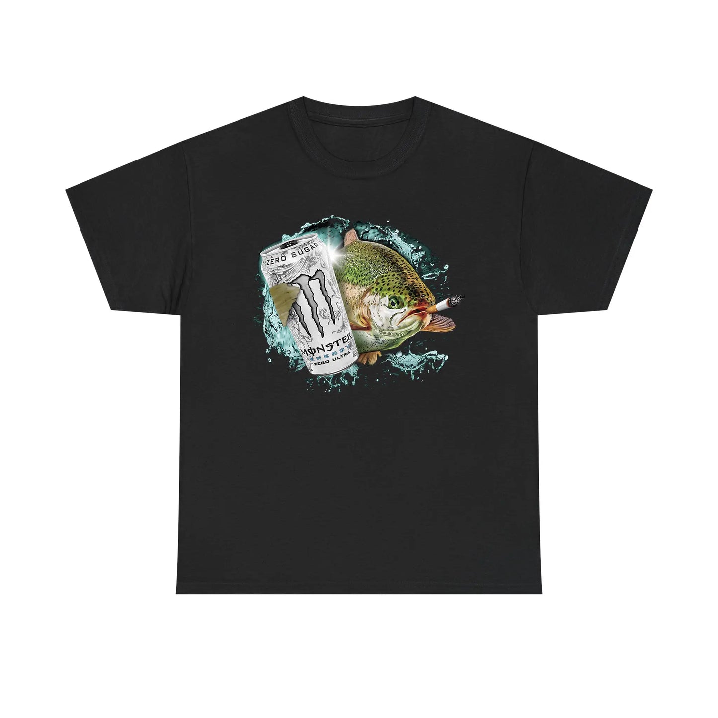 Dope Fish Short-Sleeve Casual Round Neck Streetwear Top - Funny White Monster Fish Sports Tee