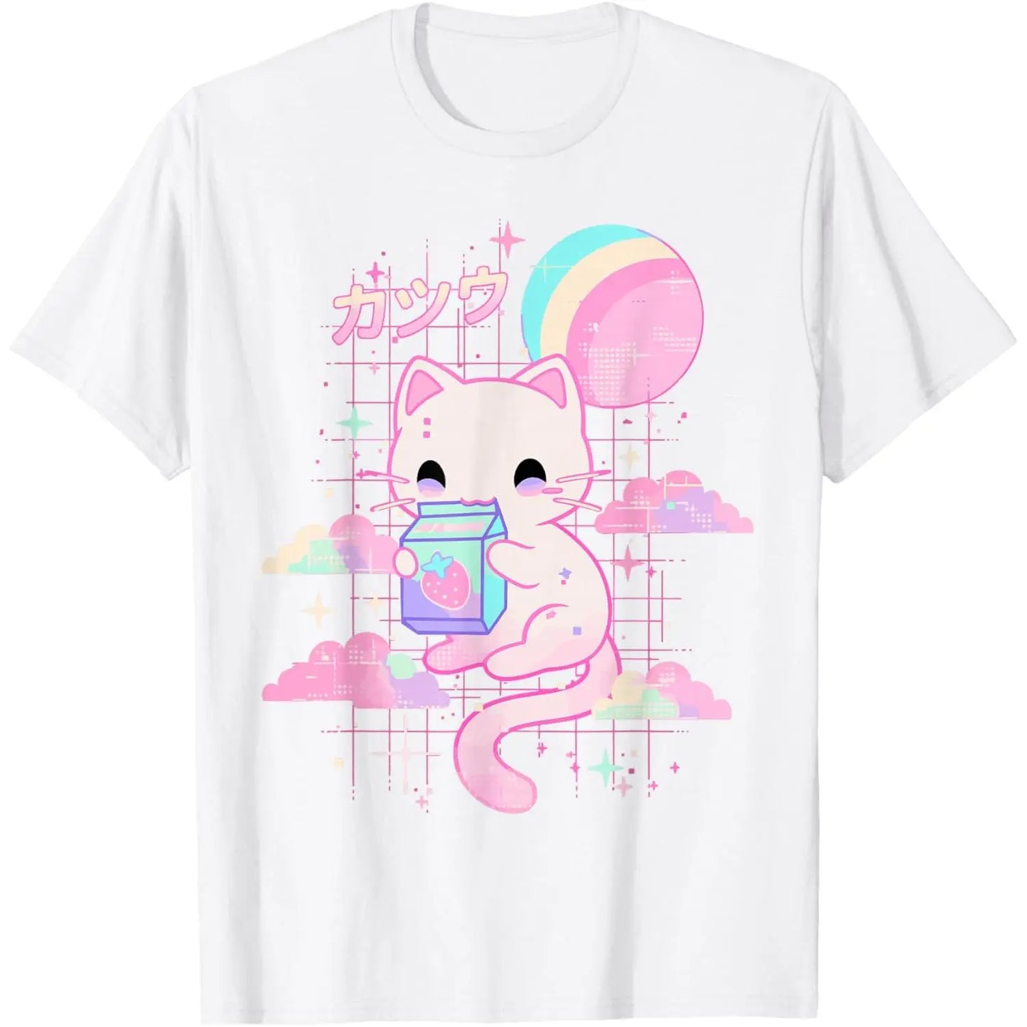 Cat Strawberry Milk Anime 90s Japanese Cat Japan T-Shirt