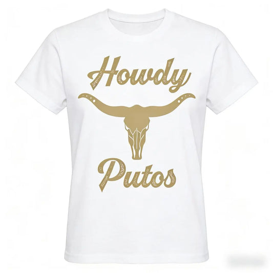 🤠Howdy Putos Bull Skull Graphic Tee, Country Cowboy Western Shirt for Men & Women, Classic Round Neck Birthday Tee, Retro USA Style Short Sleeve, Vintage Streetwear Top, Y2K Aesthetic, Oversized Casual Graphic Tee, Trendy Fan & Enthusiast Appare