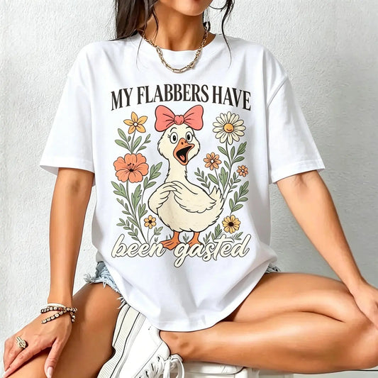 [Ssummer outfits]My Flabbers Have Been Gasted Shirt, Gag Gift Rude Goose Mood Snarky Animal Tee, Sarcastic Goose Humor T-Shirt, Attitude Adult Humor Fun Goose Teee