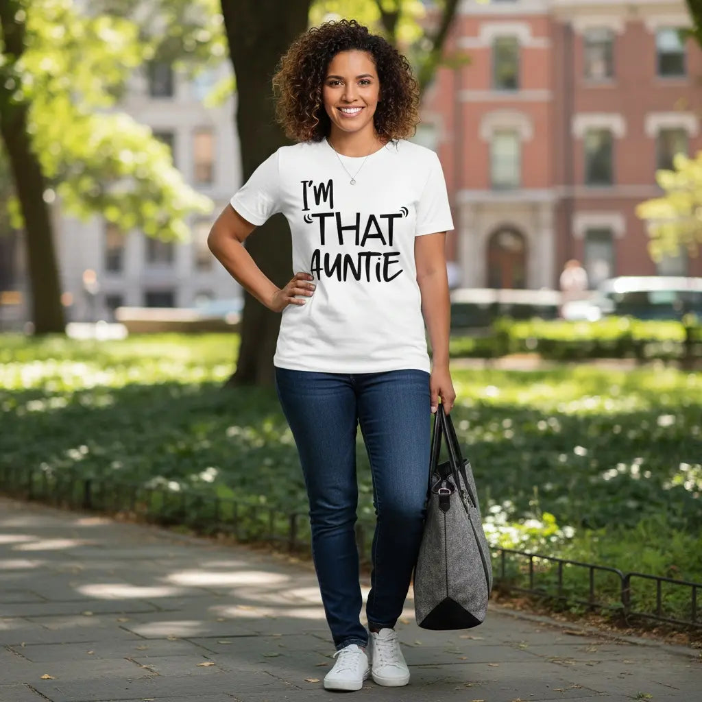 Cotton I'm That Auntie Funny Best Aunt Tee T-Shirt Women's Summer Plus Size Classic Soft Crew Neck Tee Tops