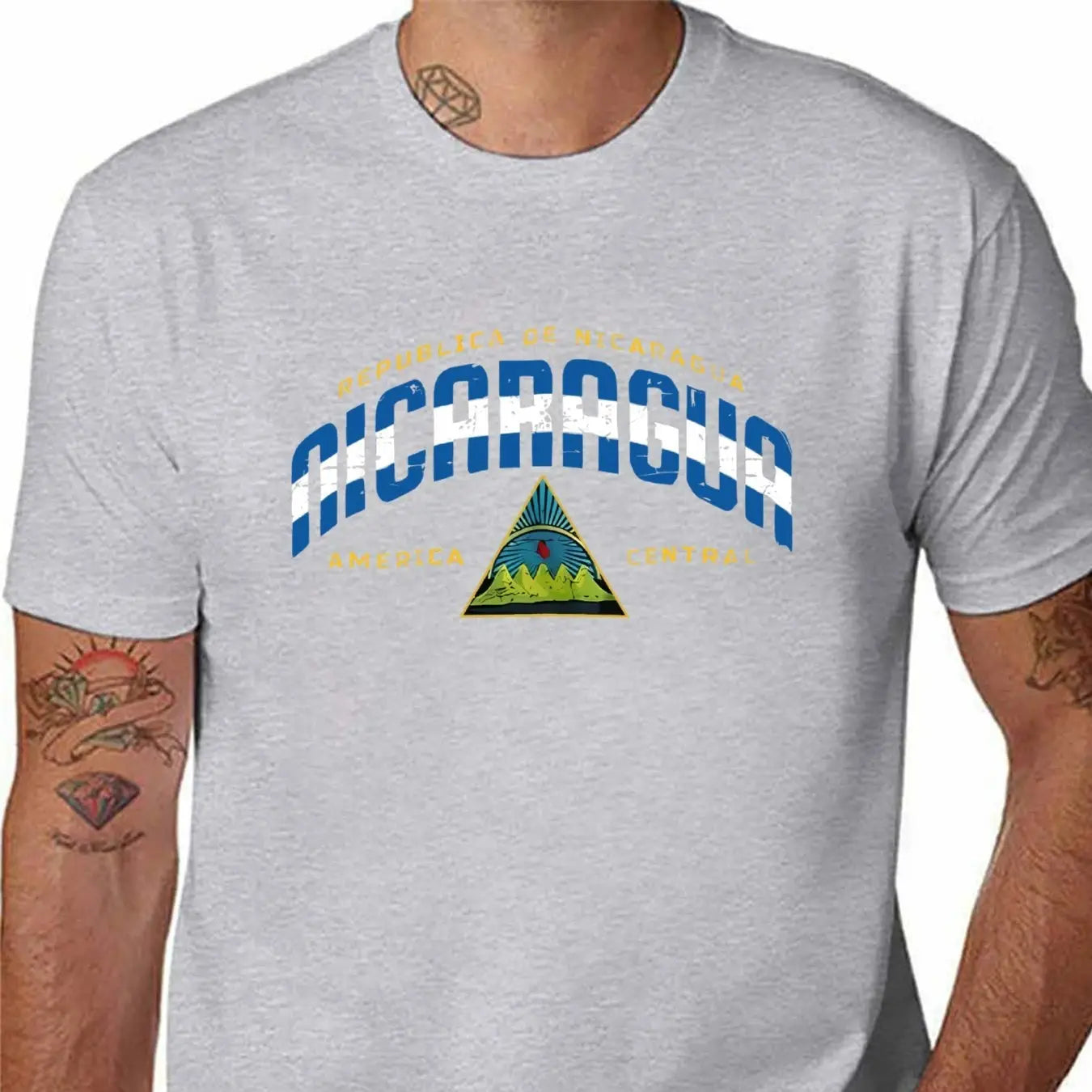 Men'S Casual "Republica de Nicaragua" Graphic T-Shirt - Short Sleeve, Round Neck, Lightweight & Breathable, Ideal for Summer & Spring Outdoor Activities, Outdoor Clothing | Graphic Tee | Comfortable Fit, Nicaragua Shirt