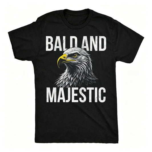 Mens Funny Cotton T-Shirt Bald and Majestic Sarcastic Eagle Graphic Novelty Tee for Men Cool Vintage Fashion T-Shirt Gift Classic Menswear Sarcastic Animal Short Sleeve Navy