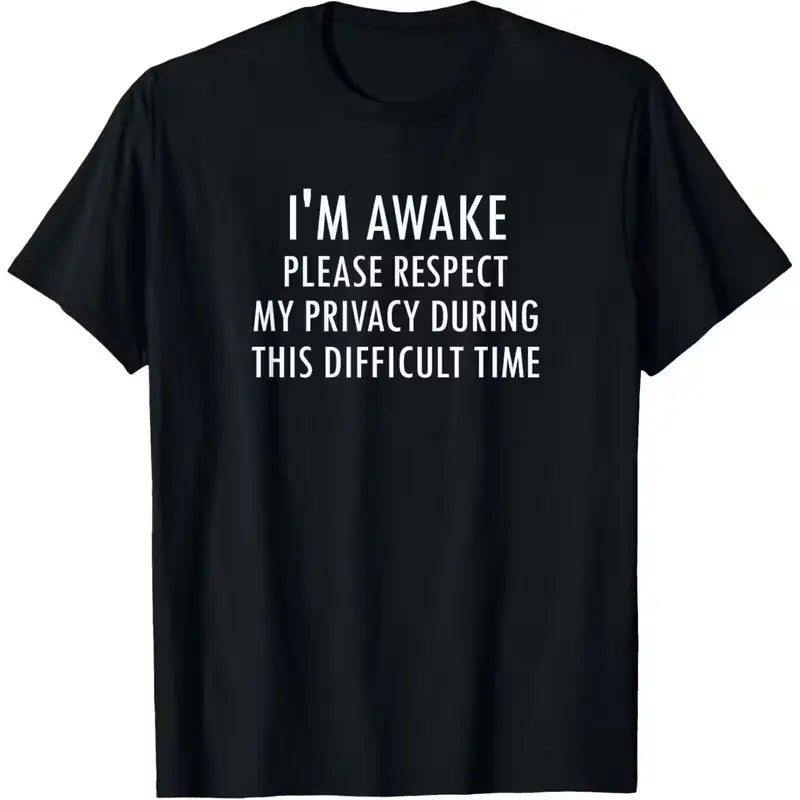Funny, I'm Awake, Joke Sarcastic Family T-ShirtMen's and Women's Four Seasons Cotton Casual Round Neck Outdoor Personality Short-sleeved T-shirt, Men's Summer Clothes, Mens T Shirt, Slightly Elastic, 100%25 Cotton