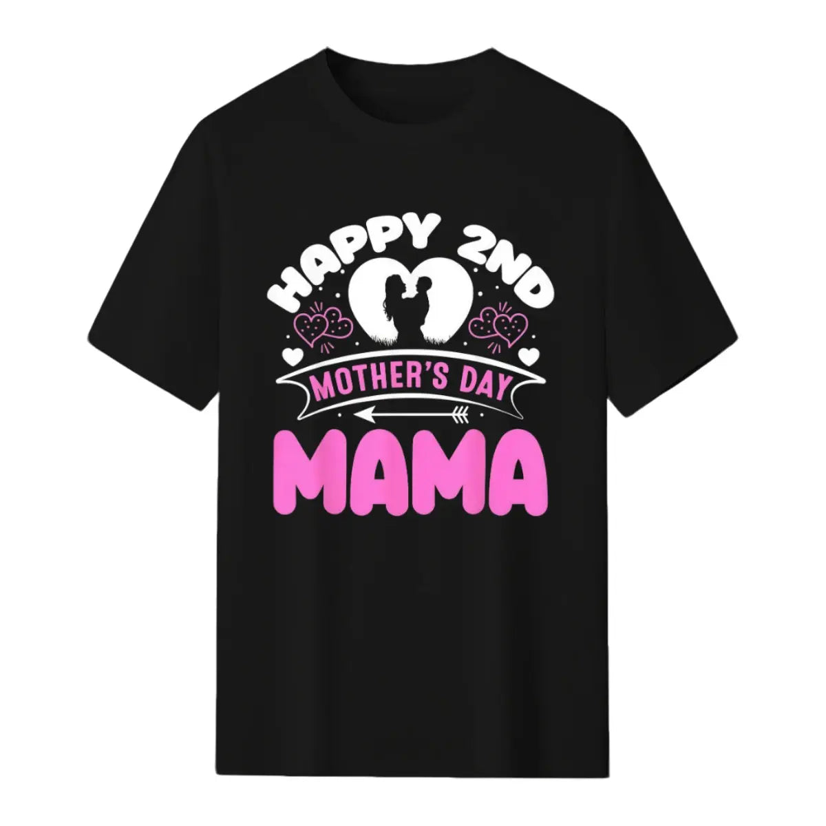 Women's Happy 2nd Mother's Day Mama T-Shirt, Coastal Tropical Print Flexible Crew Neck Tee for Vacation