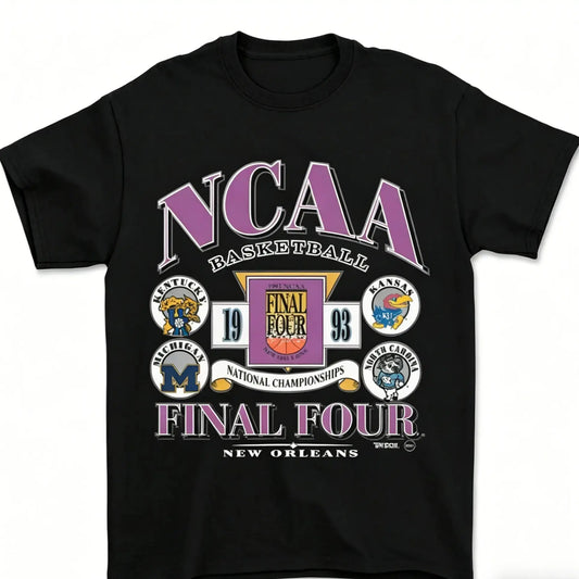 ZestLoop 1993 Final Four Basketball T-Shirt Vintage College Basketball Graphic Tee Retro Sports Fan Shirt Classic 90s Tournament Style Must-Have 90s Sports Graphic Tee