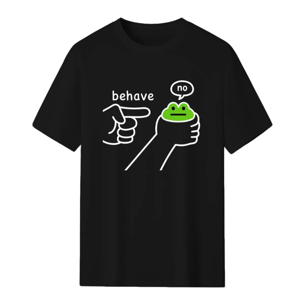 Dishonest Frog Graphic T Shirts Funny Frog Meme Behave No T-Shirt Casual Cotton Short Sleeved Tshirt Comfortable Loose Clothing