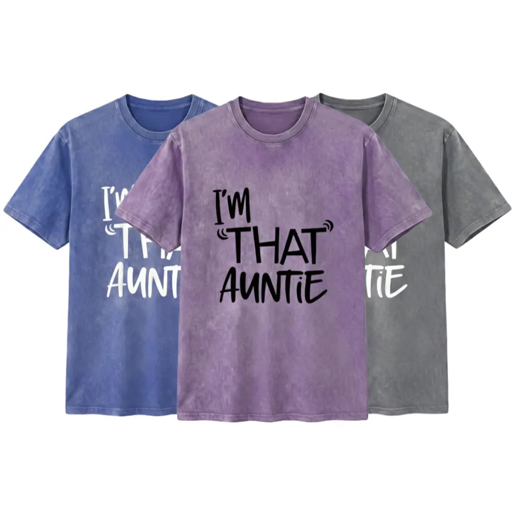 Cotton I'm That Auntie Funny Best Aunt Tee T-Shirt Women's Summer Plus Size Classic Soft Crew Neck Tee Tops