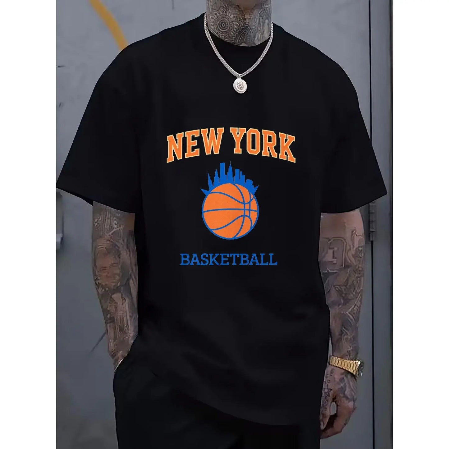 NEW YORK Basketball Graphic T-shirt | 100%25 Crew Neck, Casual Multi-Color, Perfect for Festival Gifting, Great for Daily Casual Wear, Regular Fit, All-season Wear