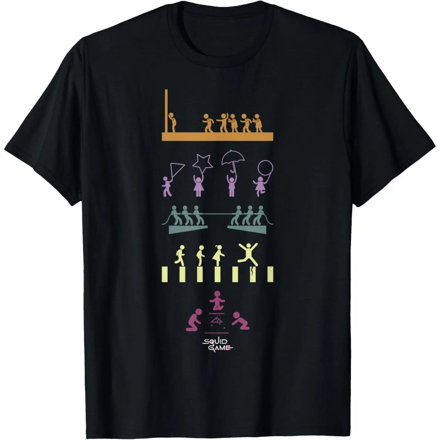 Squid Game Players And Game Icons T-Shirt Graphic tees