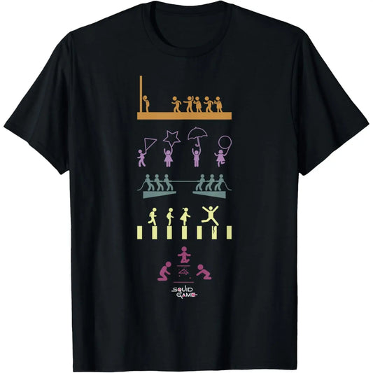 Squid Game Players And Game Icons T-Shirt Graphic tees