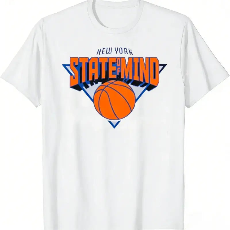 [Basketball Tee][Viral TikTok Shirt]New York State of Mind Basketball Graphic T-Shirt Unisex Cotton Casual Short Sleeve Crewneck Streetwear Tee For Basketball Fans & Streetwear Lovers & Trend Seekers Camiseta Verano