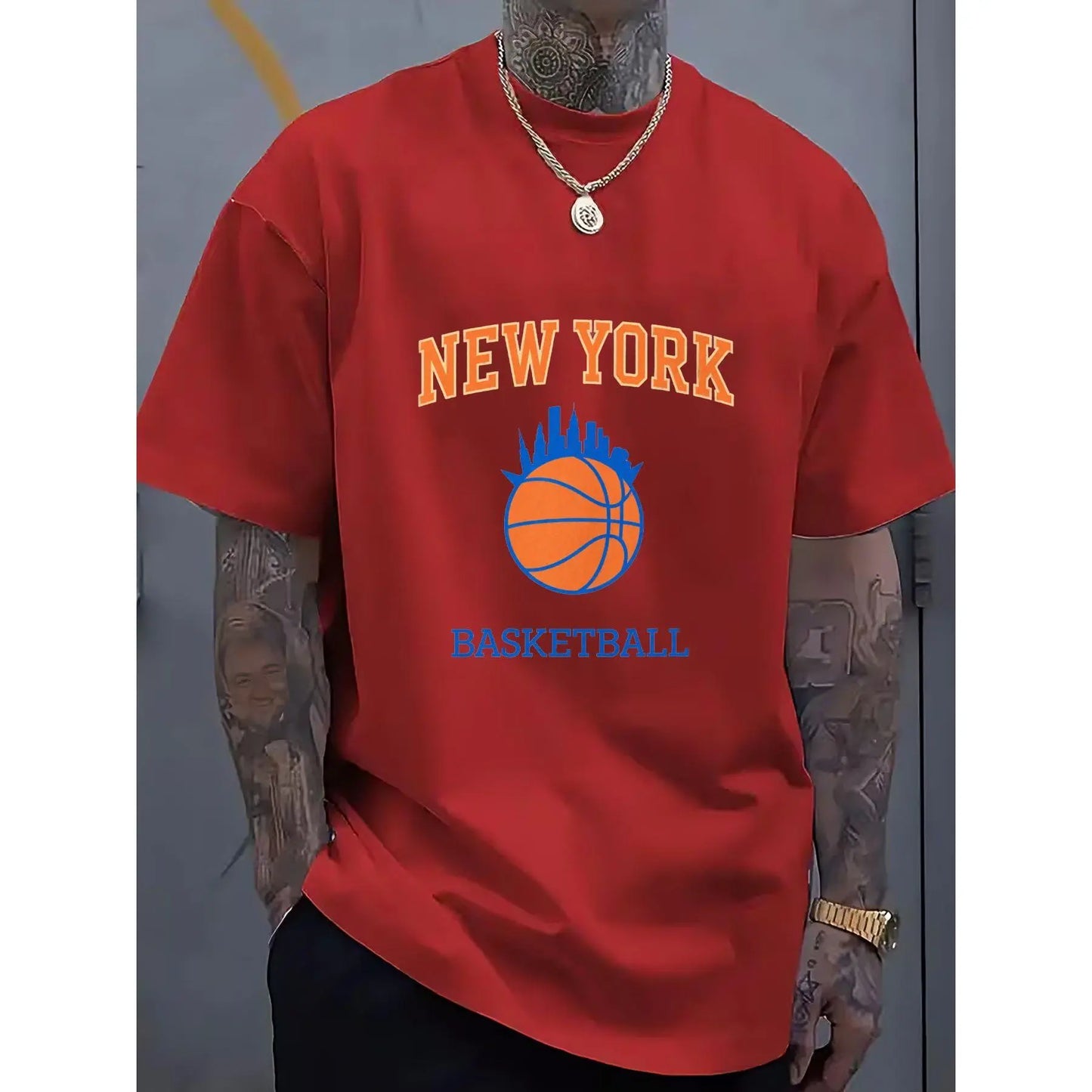 NEW YORK Basketball Graphic T-shirt | 100%25 Crew Neck, Casual Multi-Color, Perfect for Festival Gifting, Great for Daily Casual Wear, Regular Fit, All-season Wear