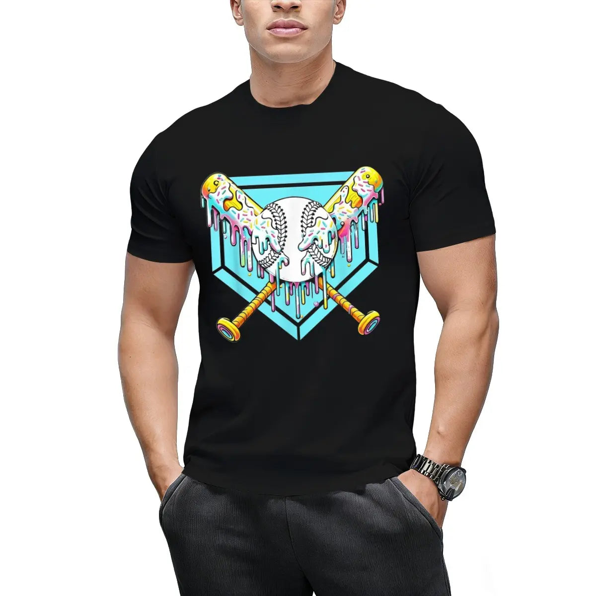 Baseball Drip For Boys Ice Cream Drip Youth Boys Baseball T-Shirt