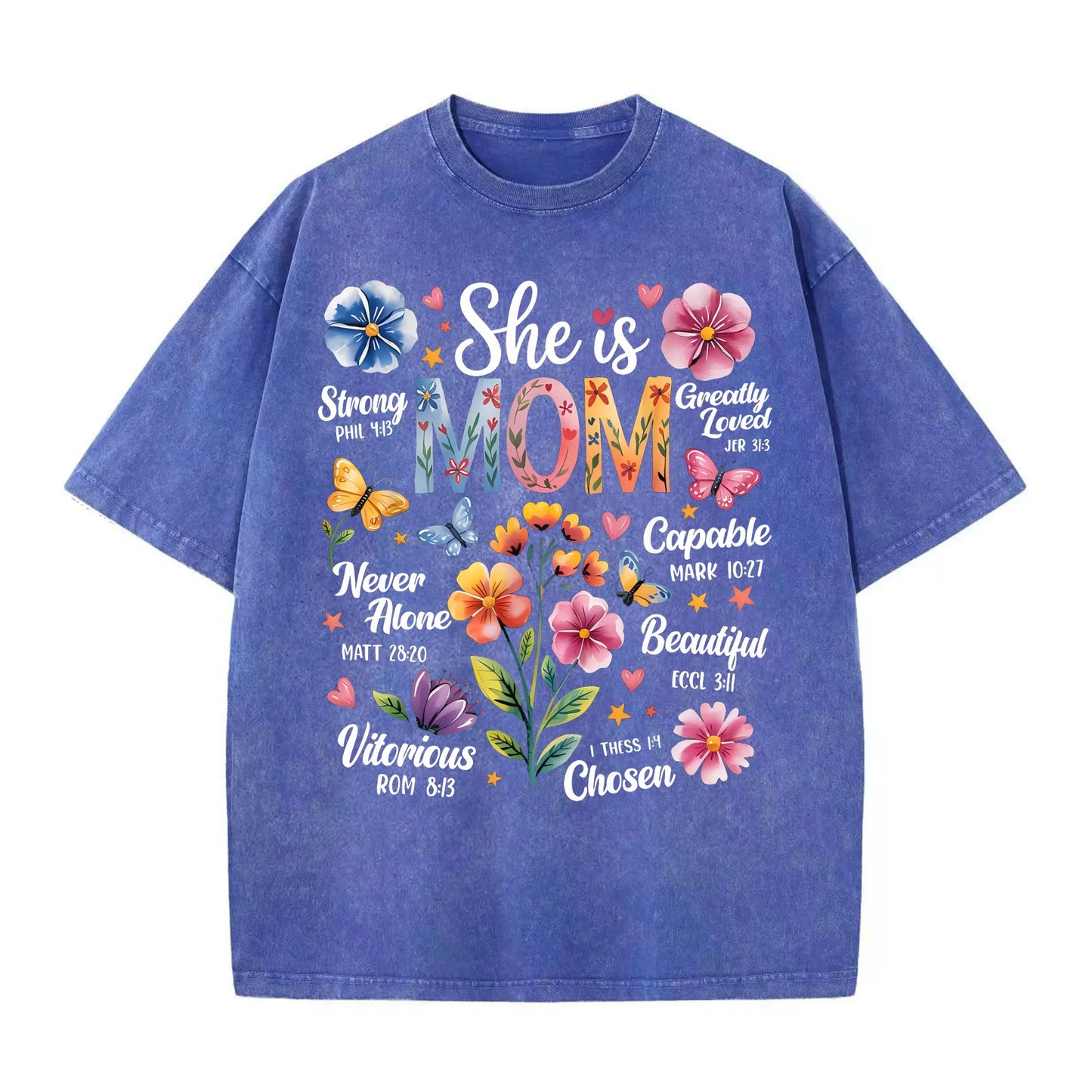 She is Mom Bible Verses Christian Boho Floral Mother's Day T-Shirt