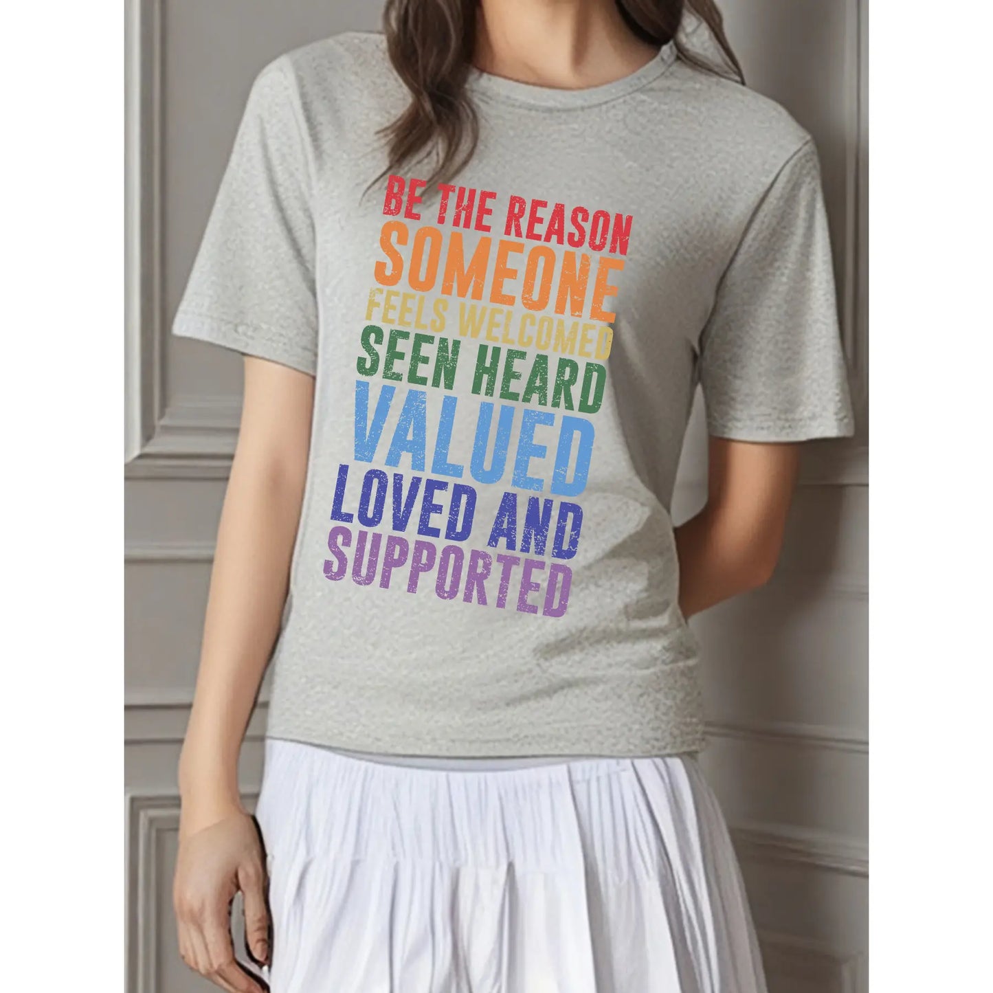 [100%25 Cotton] T - shirt with the phrase "BE THE REASON SOMEONE FEELS WELCOMED SEEN HEARD VALUED LOVED AND SUPPORTED" for meaningful wear. Golf Gift T-Shirt For Men and Women