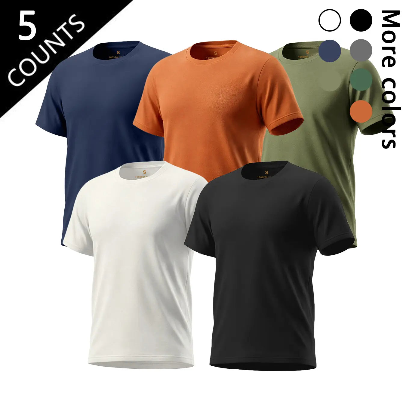 Essential 5-Pack Plain T-Shirts for Men Soft Breathable Basic Tops in Multiple Colors Menswear Tshirt