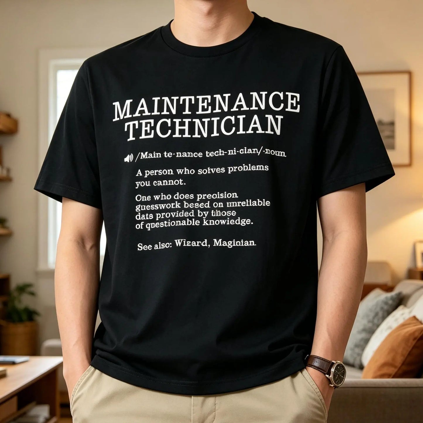 100%25 Cotton Maintenance Technician Repair Worker Handyman T-Shirt - Soft Breathable Casual Round Neck Tee with Handyman & Tools Graphic Print, Unisex for Men & Women, Machine Washable Workwear Gift Crewneck Menswear Tshirt