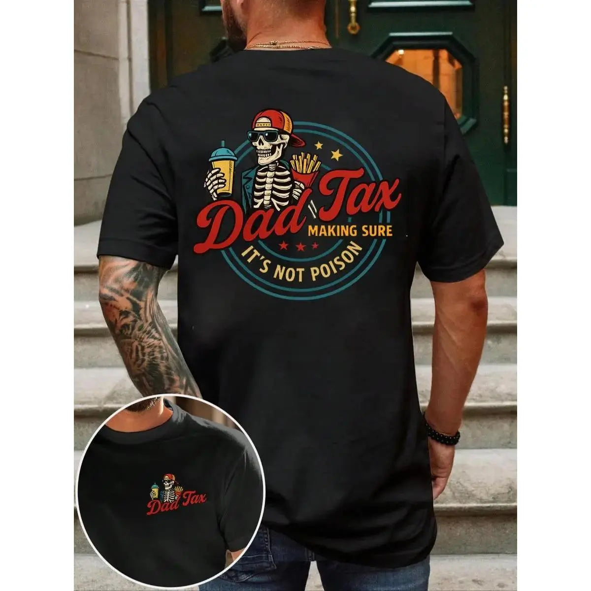 Men's Regular Fit Skeleton Print Round Neck Tee, Casual Short Sleeve Crew Neck T-shirt for Summer, Fashion Men's Top for Daily Wear, Tropical