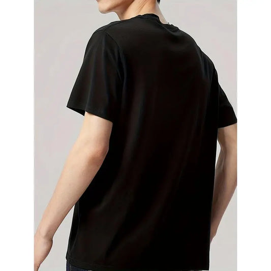 Men's Black Father Leader King Black History Month Casual Print Tee - Round Neck, Cotton Knit, Stretch, Short-Sleeve, Streetwear Menswear Top