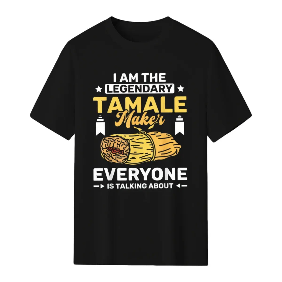 Women's 100%25 Cotton Short-Sleeve Round Neck Tee - Casual, Comfortable, Well-Fit Tropical-Inspired Custom-Printed "I Am the Legendary Tamale Maker" Beach Garment, Breathable Fabric Top for Women's T-Sh
