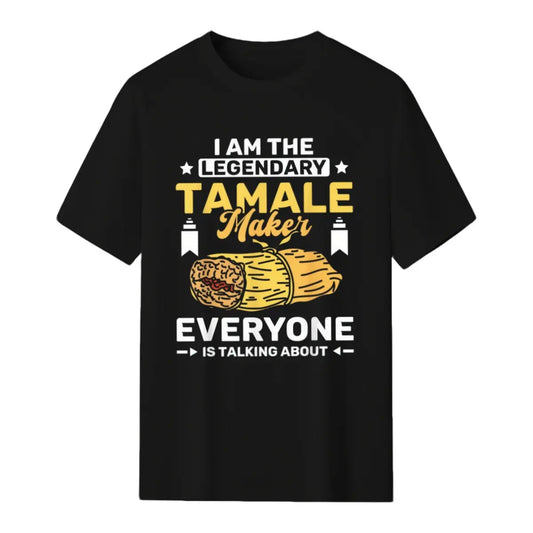 Women's 100%25 Cotton Short-Sleeve Round Neck Tee - Casual, Comfortable, Well-Fit Tropical-Inspired Custom-Printed "I Am the Legendary Tamale Maker" Beach Garment, Breathable Fabric Top for Women's T-Sh