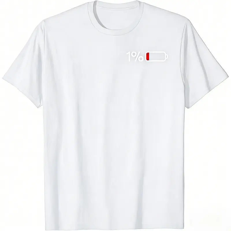 1%25 Battery I Funny Low Energy Percent T Shirt Women Sports Vest Casual Loose Fit Summer Short Sleeve Tee