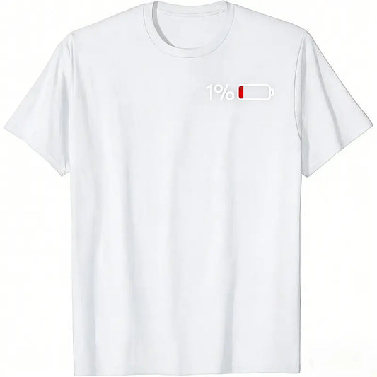 1%25 Battery I Funny Low Energy Percent T Shirt Women Sports Vest Casual Loose Fit Summer Short Sleeve Tee