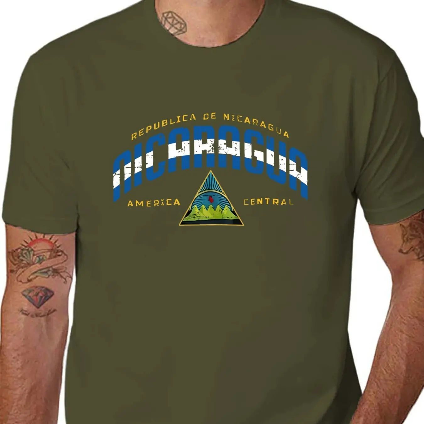 Men'S Casual "Republica de Nicaragua" Graphic T-Shirt - Short Sleeve, Round Neck, Lightweight & Breathable, Ideal for Summer & Spring Outdoor Activities, Outdoor Clothing | Graphic Tee | Comfortable Fit, Nicaragua Shirt