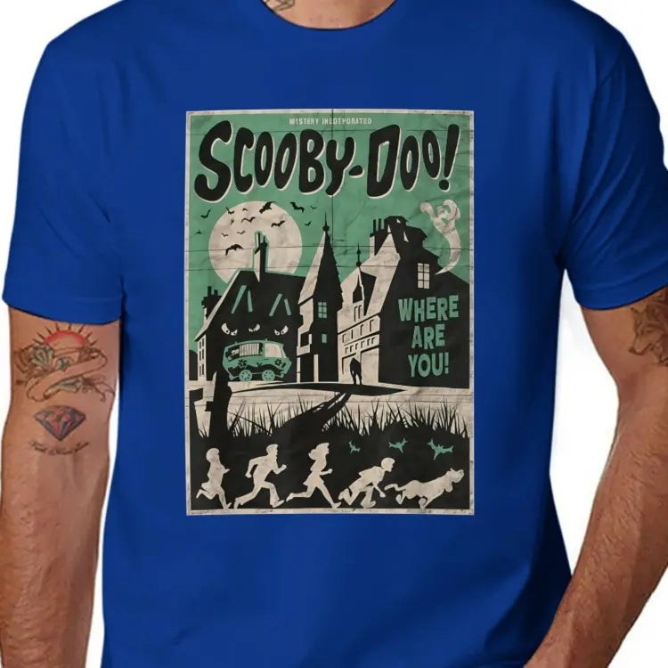 Women's Streetwear Graphic Tee with a Scary House Mystery Cartoon Print, Casual Black Short Sleeve Top