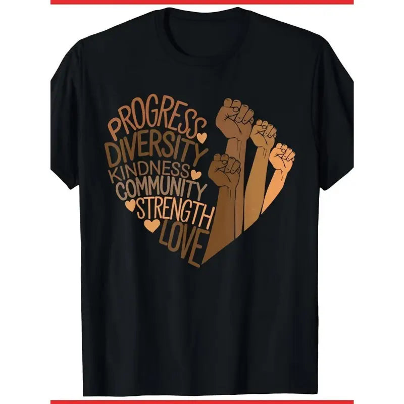 Melanin African Women Black History Month Cotton T Shirt Fist Print Diversity Equity Unisex Short Sleeved Summer Top 180g Pure Cotton