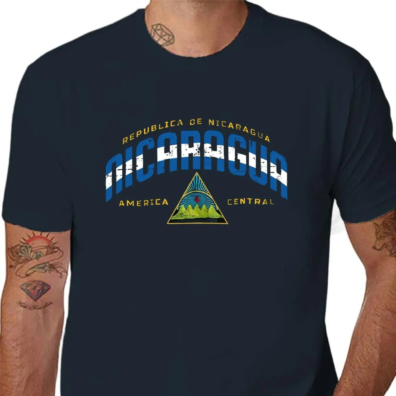 Men'S Casual "Republica de Nicaragua" Graphic T-Shirt - Short Sleeve, Round Neck, Lightweight & Breathable, Ideal for Summer & Spring Outdoor Activities, Outdoor Clothing | Graphic Tee | Comfortable Fit, Nicaragua Shirt