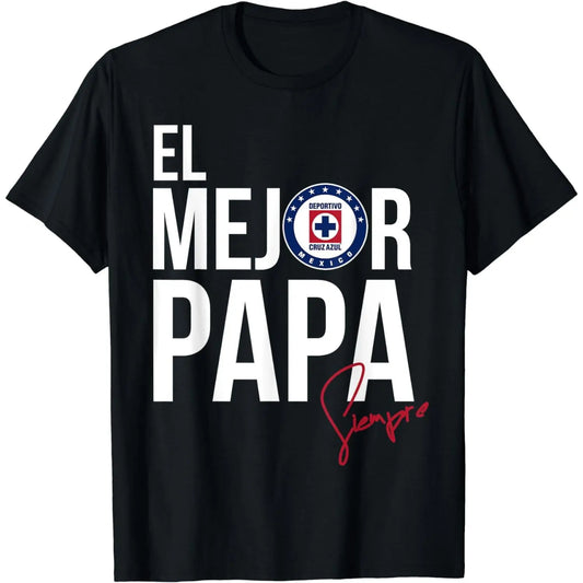 [100%25 Cotton] Simple Print "MEJOR PAPA"Cotton Short Sleeve "Cruz Azul" Sports Articles Collection T-Shirt For Men T-Shirt For Men And Women