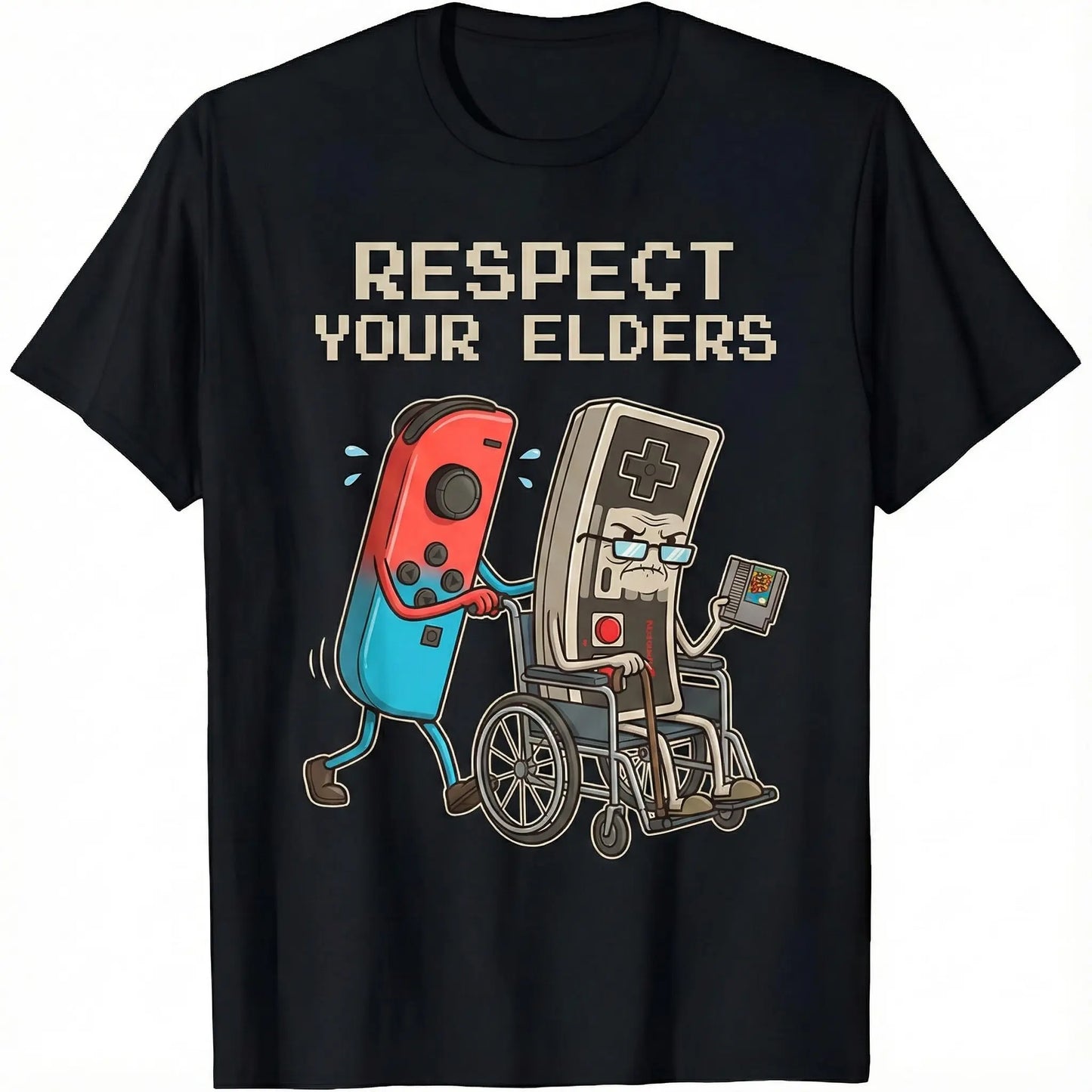 Funny Retro Gamer Graphic T-Shirt Soft Cotton Tee Vintage Console Old School Gaming Lover Gift Unique Humor Design for Men Women - Casual