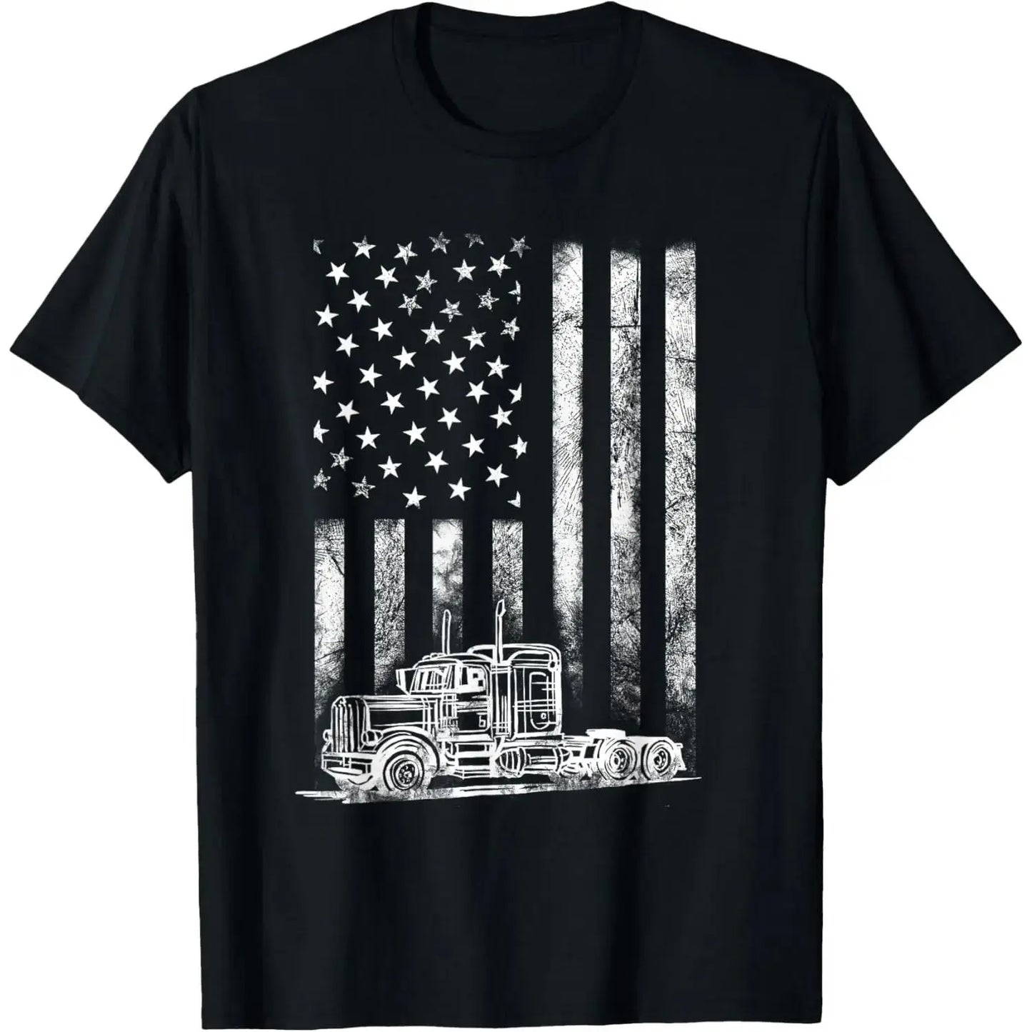 100%25cotton Truck Driver American Flag Trucker Vintage Men Women Gift T-Shirt Menswear Top