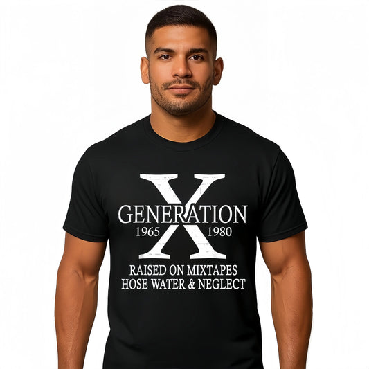 Retro Casual Short Sleeve Cotton T-Shirt for Gen X Raised on Mixtapes Hose Water and Neglect