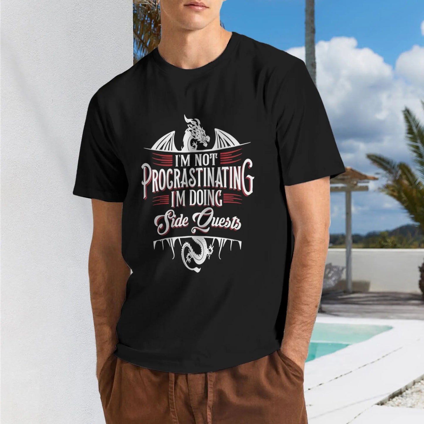 Soft & Comfy T shirt Not Procrastinating Side Quests Funny RPG Gamer Dragons T-Shirt