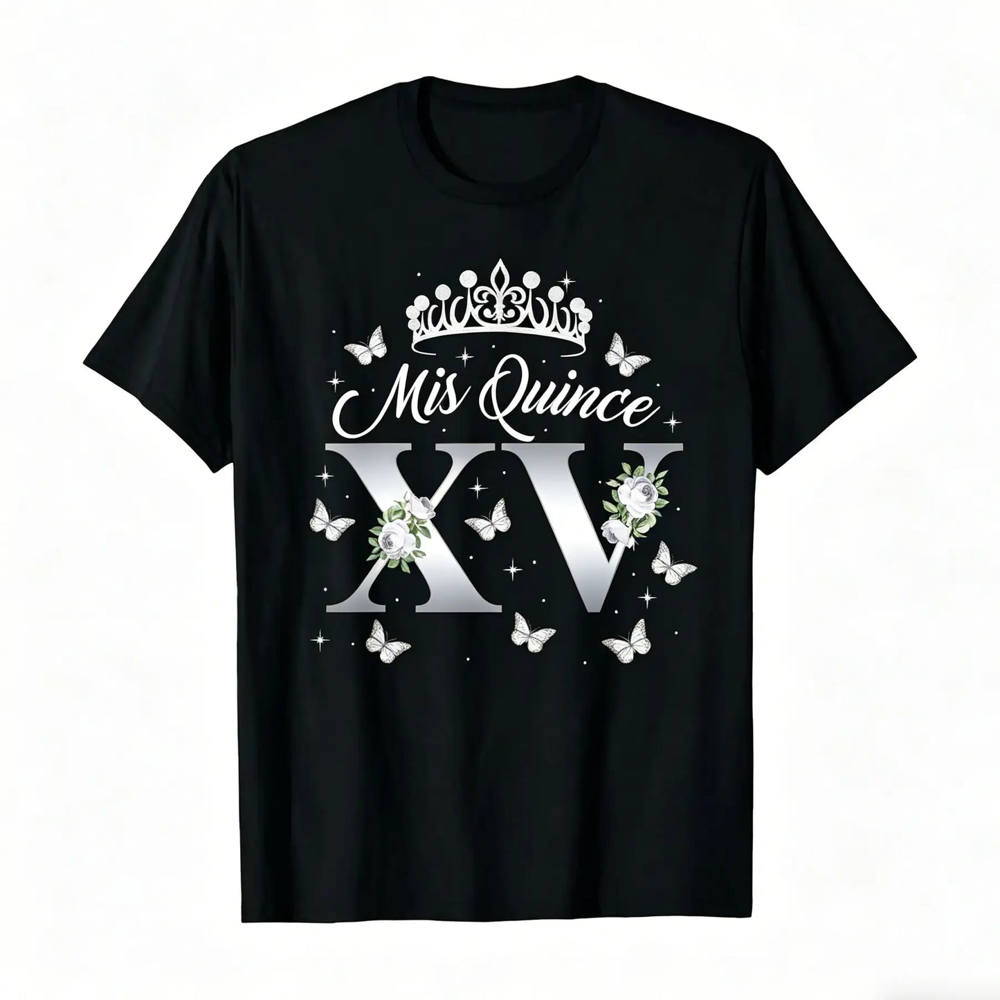 15 Year Old Birthday Outfit Mis Quince Mexican Quinceanera T-Shirt 100%25 Cotton Round Neck Short Sleeve T-shirt y2k  outfits  men demon slayer  merch time  tee  shirt  backwards  Tshirt Casual Crewneck