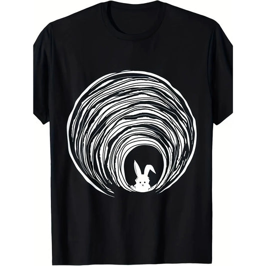 Conspiracy Rabbit Vortex Spiral Theory T-Shirt - Retro Rabbit Hole Graphic Cotton Tee for & - Comfortable Crew Neck Shirt for Birthdays, Gifts, Casual Wear - All-Season Breathable Top