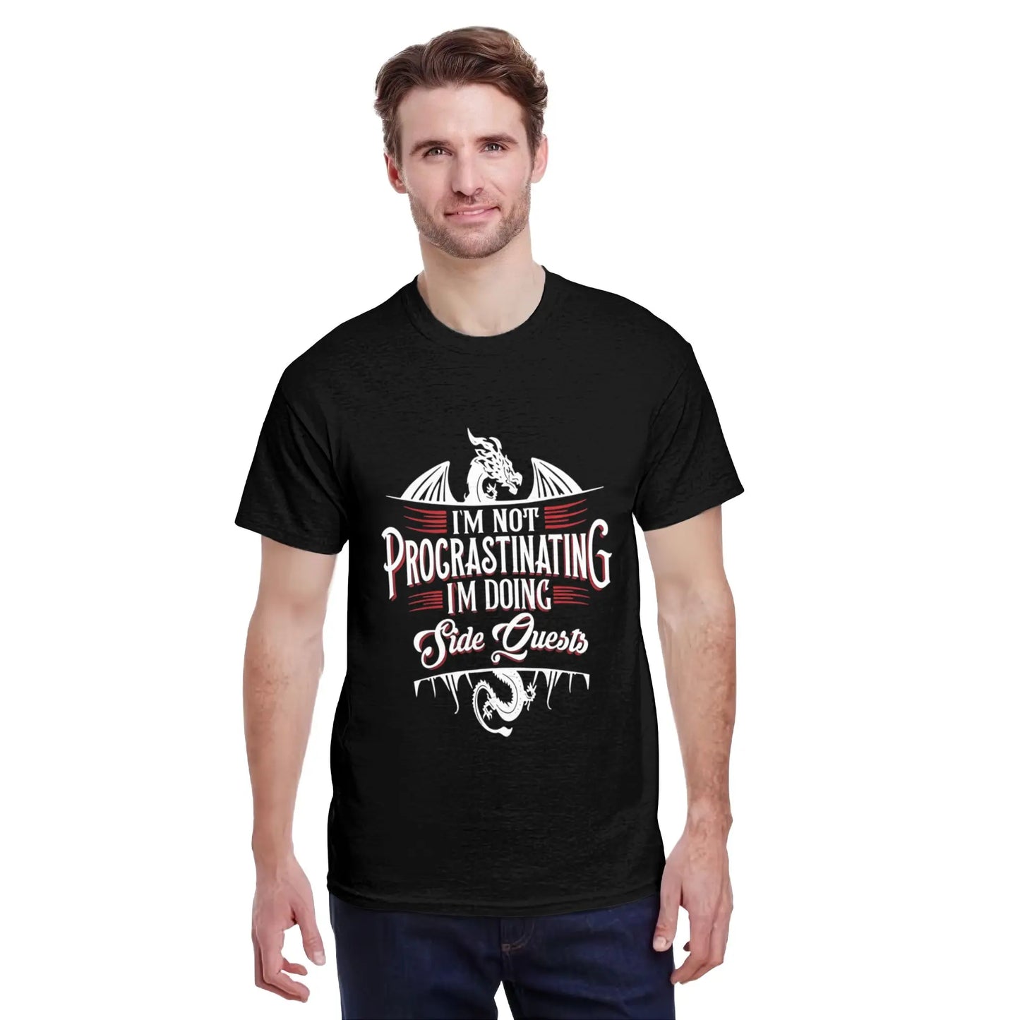 Soft & Comfy T shirt Not Procrastinating Side Quests Funny RPG Gamer Dragons T-Shirt