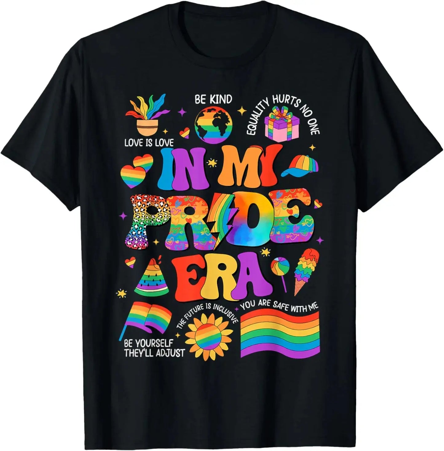 100%25 Cotton In My Pride Era LGBT Rainbow Flag Pride Month LGBTQ Gay Les T-ShirtUnisex Crew neck T-shirt for Men And Women,All-Season Comfort,Heavyweight 100%25 Cotton